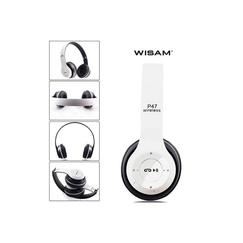 Wisam® P47 Wireless Bluetooth 5.0 + EDR Kopfhörer Headset Weiß PC Smartphones Tablets