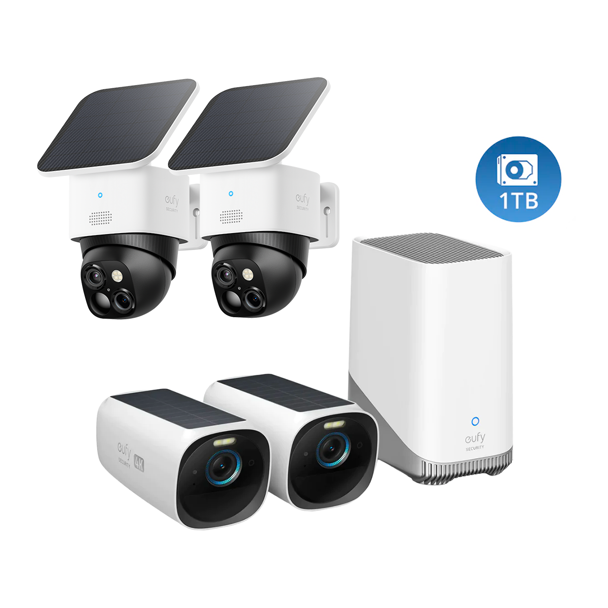 eufyCam S330 (eufyCam 3) + SoloCam S340 kabellose Überwachungskamera(Doppelpack)  + 1TB Festplatte White