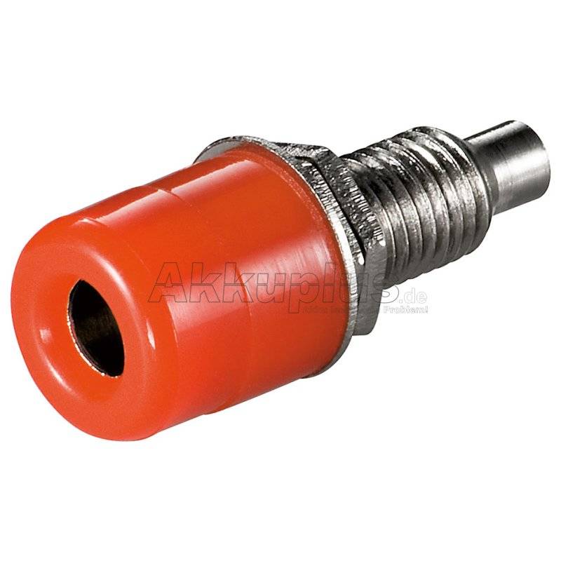 goobay - Bananenbuchse mit Gewinde - 4 mm, mit 2 Muttern, Rot