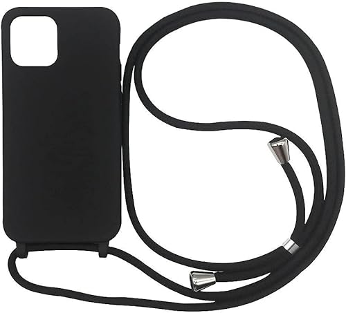 xingting EU Handykette kompatibel mit iPhone 11 Handyhülle Verstellbarer Silikon Seil Necklace Hülle-Schwarz