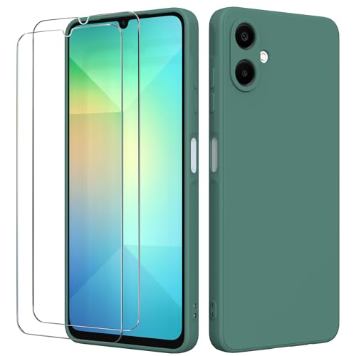 binandteam Hülle für Samsung Galaxy A06 4G mit 2 Stück Schutzfolie Handyhülle,Dünne Weiche TPU Stoßfeste Flüssigsilikonhülle Silikonhülle, Anti-Scratch mit Microfiber Schutzhülle - Dunkelgrün binandteam Hülle für Samsung Galaxy A06 4G mit 2 Stück Schutzfolie Handyhülle,Dünne Weiche TPU Stoßfeste Flüssigsilikonhülle Silikonhülle, Anti-Scratch mit Microfiber Schutzhülle - Dunkelgrün von binandteam