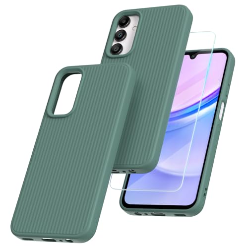 binandteam Hülle für Samsung Galaxy A15 4G / 5G mit 1 Stück Hartglas, Flüssige Silikon Stoßfest Dünn Weiche TPU Bumper Cover mit Mikrofaserfutter Handyhülle für Samsung Galaxy A15 4G / 5G - Nachtgrün binandteam Hülle für Samsung Galaxy A15 4G / 5G mit 1 Stück Hartglas, Flüssige Silikon Stoßfest Dünn Weiche TPU Bumper Cover mit Mikrofaserfutter Handyhülle für Samsung Galaxy A15 4G / 5G - Nachtgrün von binandteam