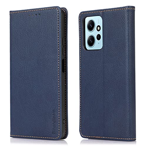 binandteam Hülle Xiaomi Redmi Note 12 4G Handyhülle,Premium Pu Lederhülle mit für mehrere Karten, Magnet Klappbar Flip stoßfest Case Cover Schutzhülle - Blau von binandteam