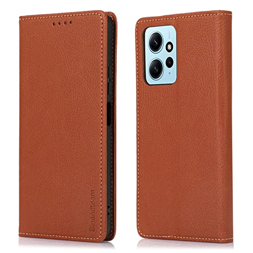 binandteam Hülle für Xiaomi Redmi Note 12 4G (6.67'') Handyhülle Leder Hülle Schutzhülle mit Kartenfach,Geldhalter Verstellbarem Klappständer für Xiaomi Redmi Note 12 4G Hülle-Braun von binandteam