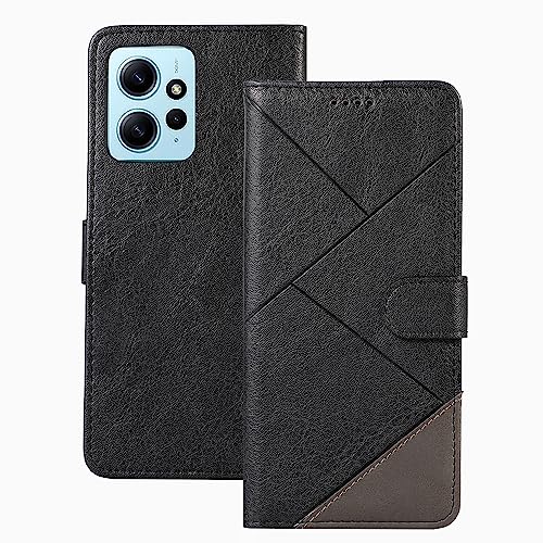 binandteam Hülle für Xiaomi Redmi Note 12 4G Handyhülle Flip Cover PU Lederhülle Book Case Magnetverschluss Schutzhülle Ständer Kompatibel für Xiaomi Redmi Note 12 4G - Schwarz von binandteam