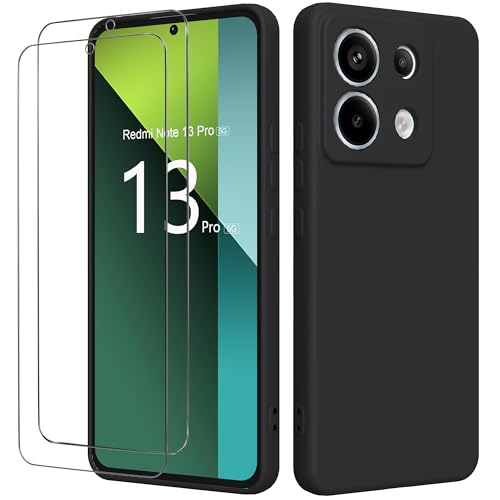 binandteam Hülle für Xiaomi Redmi Note 13 Pro 5G Schutzhülle mit 2 Schutzfolie,Redmi Note 13 Pro 5G Hülle Weiche TPU Silikon Stoßfeste Handyhülle für Xiaomi Redmi Note 13 Pro 5G (6.67") - Schwarz von binandteam
