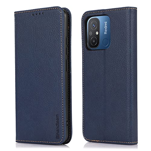 binandteam Hülle Xiaomi Redmi 12C / Redmi 11A 4G Handyhülle,Premium Pu Lederhülle mit für mehrere Karten, Magnet Klappbar Flip stoßfest Case Cover Schutzhülle - Blau von binandteam