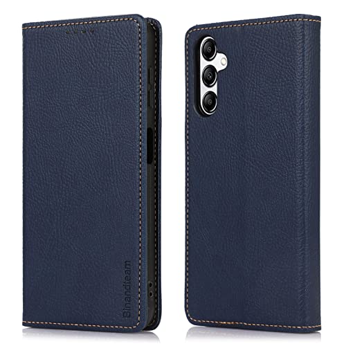 binandteam Kompatibel mit Samsung Galaxy A14 4G Hülle, Handyhülle Samsung Galaxy A14 4G / 5G, PU Leder Tasche Wallet Schutzhülle, Flip Cover Klappbar Etui mit Magnet Kartenfach Lederhülle-Blau von binandteam