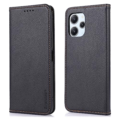 binandteam Lederhülle mit Xiaomi Redmi 12 4G / 5G Hülle,Flip Wallet Handyhülle PU Leder Tasche Case Schutzhülle Kompatibel mit Xiaomi Redmi 12 4G / 5G - Schwarz von binandteam