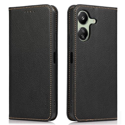 binandteam Lederhülle mit Xiaomi Redmi 13C 4G (6.74") Hülle,Flip Wallet Handyhülle PU Leder Tasche Case Schutzhülle Kompatibel mit Xiaomi Redmi 13C 4G - Schwarz von binandteam