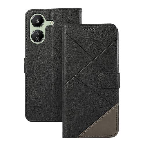 binandteam Lederhülle mit Xiaomi Redmi 13C 4G Hülle,Flip Wallet Handyhülle Premium PU Leder Tasche Case Schutzhülle Kompatibel mit Xiaomi Redmi 13C 4G (6.74") - Schwarz von binandteam