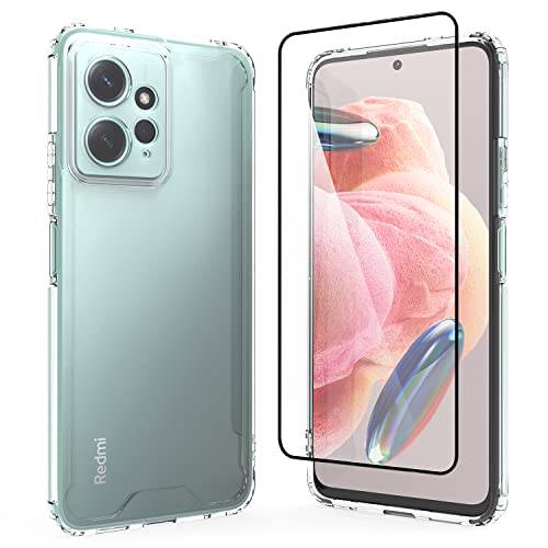 binandteam Transparent Hülle für Xiaomi Redmi Note 12 4G mit Schutzfolie,Weiche TPU Silikon Bumper Schutzhülle und PC Hardcase Stoßfeste Handyhülle für Xiaomi Redmi Note 12 4G - Transparent von binandteam