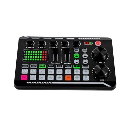 biusgiyeny Multifunktionaler Audio mixer F998 Soundkarte Live-Soundkarte DJ Konsole Soundboard Audio Mischpult für PC für Live Streaming Recording von biusgiyeny
