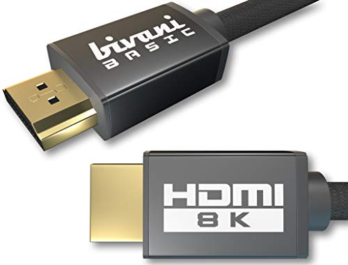 bivani 8K HDMI 2.1a Kabel - 1 Meter 48 Gbps HDMI Kabel - bis 10K, 8K@60HZ, 4K@120HZ - HDR10+, eARC, VRR, HDCP, CEC, Highspeed Ethernet - PS5 & Xbox Series X Ready - Nylon-Mantel - Basic-Series - 1M von bivani