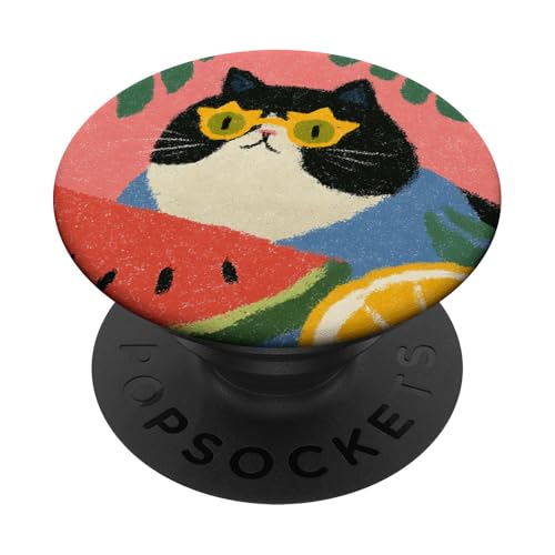 Girly | weiße Katze | Sonnenbrille | schwarze Katze mit Wasserzitrone PopSockets Klebender PopGrip Girly | weiße Katze | Sonnenbrille | schwarze Katze mit Wasserzitrone PopSockets Klebender PopGrip von black / white cat cute theme
