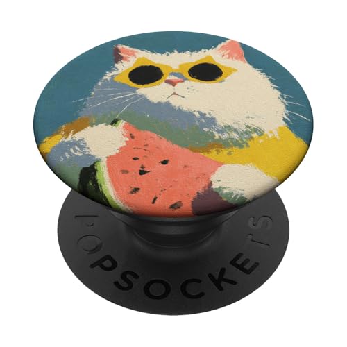 Girly | weiße Katze | Sonnenbrille | schwarze Katze mit Wasserzitrone PopSockets Klebender PopGrip Girly | weiße Katze | Sonnenbrille | schwarze Katze mit Wasserzitrone PopSockets Klebender PopGrip von black / white cat cute theme