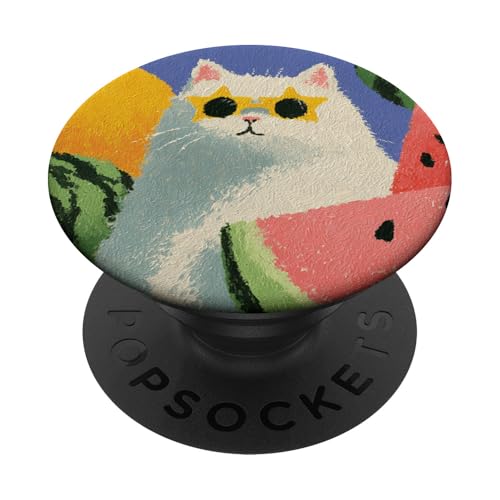 Girly | weiße Katze | Sonnenbrille | schwarze Katze mit Wasserzitrone PopSockets Klebender PopGrip Girly | weiße Katze | Sonnenbrille | schwarze Katze mit Wasserzitrone PopSockets Klebender PopGrip von black / white cat cute theme