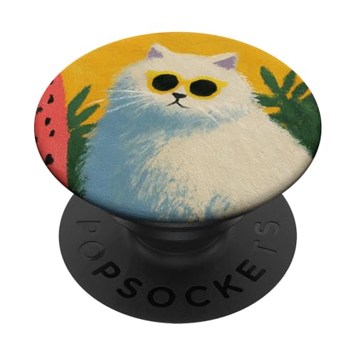 Girly | weiße Katze | Sonnenbrille | schwarze Katze mit Wasserzitrone PopSockets Klebender PopGrip Girly | weiße Katze | Sonnenbrille | schwarze Katze mit Wasserzitrone PopSockets Klebender PopGrip von black / white cat cute theme