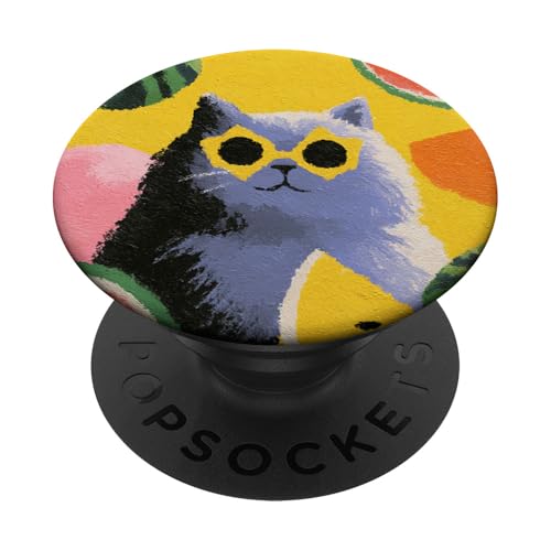 Girly | weiße Katze | Sonnenbrille | schwarze Katze mit Wasserzitrone PopSockets Klebender PopGrip Girly | weiße Katze | Sonnenbrille | schwarze Katze mit Wasserzitrone PopSockets Klebender PopGrip von black / white cat cute theme