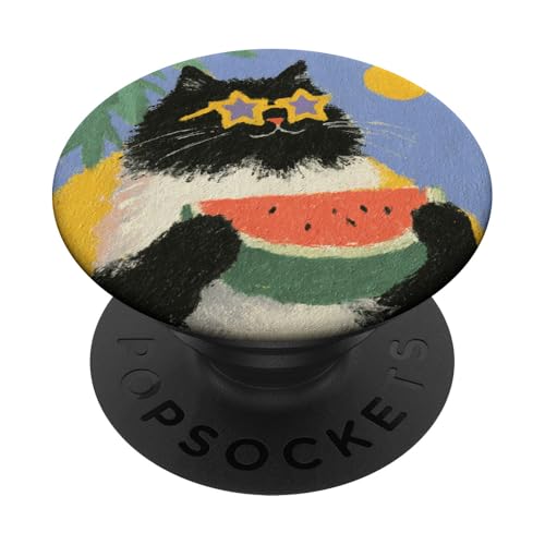 Girly | weiße Katze | Sonnenbrille | schwarze Katze mit Wasserzitrone PopSockets Klebender PopGrip Girly | weiße Katze | Sonnenbrille | schwarze Katze mit Wasserzitrone PopSockets Klebender PopGrip von black / white cat cute theme