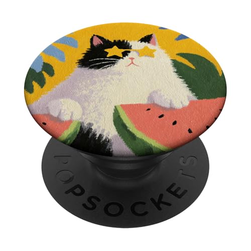 Girly | weiße Katze | Sonnenbrille | schwarze Katze mit Wasserzitrone PopSockets Klebender PopGrip Girly | weiße Katze | Sonnenbrille | schwarze Katze mit Wasserzitrone PopSockets Klebender PopGrip von black / white cat cute theme
