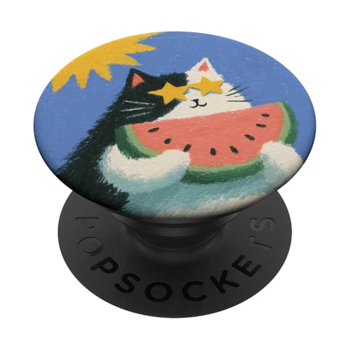 Girly | weiße Katze | Sonnenbrille | schwarze Katze mit Wasserzitrone PopSockets Klebender PopGrip Girly | weiße Katze | Sonnenbrille | schwarze Katze mit Wasserzitrone PopSockets Klebender PopGrip von black / white cat cute theme