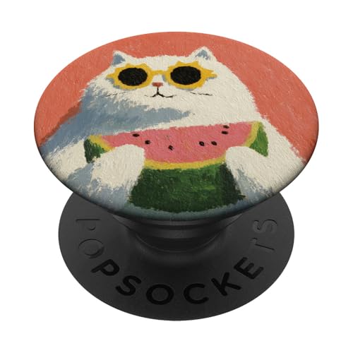 Girly | weiße Katze | Sonnenbrille | schwarze Katze mit Wasserzitrone PopSockets Klebender PopGrip Girly | weiße Katze | Sonnenbrille | schwarze Katze mit Wasserzitrone PopSockets Klebender PopGrip von black / white cat cute theme