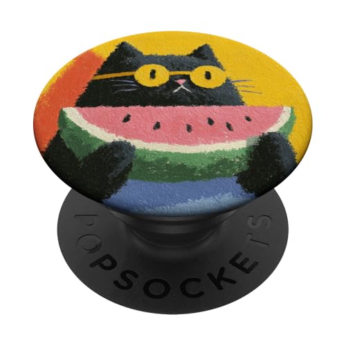 Girly | weiße Katze | Sonnenbrille | schwarze Katze mit Wasserzitrone PopSockets Klebender PopGrip von black / white cat cute theme