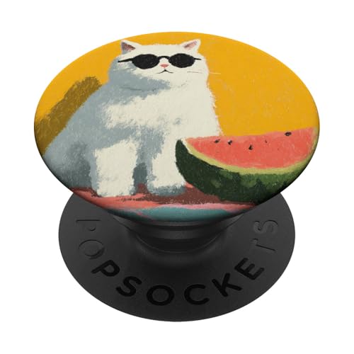 Girly | weiße Katze | Sonnenbrille | schwarze Katze mit Wasserzitrone PopSockets Klebender PopGrip Girly | weiße Katze | Sonnenbrille | schwarze Katze mit Wasserzitrone PopSockets Klebender PopGrip von black / white cat cute theme