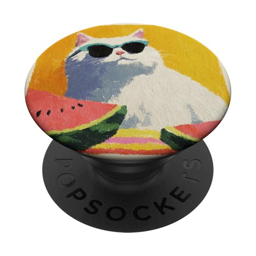 Girly | weiße Katze | Sonnenbrille | schwarze Katze mit Wasserzitrone PopSockets Klebender PopGrip Girly | weiße Katze | Sonnenbrille | schwarze Katze mit Wasserzitrone PopSockets Klebender PopGrip von black / white cat cute theme