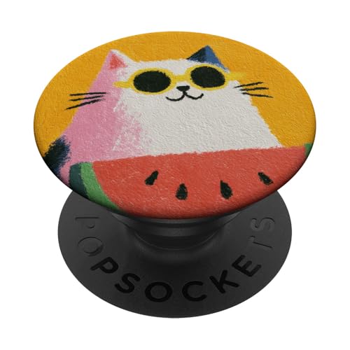 Girly | weiße Katze | Sonnenbrille | schwarze Katze mit Wasserzitrone PopSockets Klebender PopGrip Girly | weiße Katze | Sonnenbrille | schwarze Katze mit Wasserzitrone PopSockets Klebender PopGrip von black / white cat cute theme