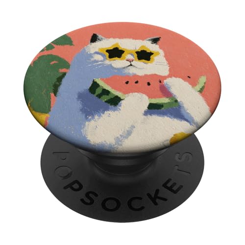 Girly | weiße Katze | Sonnenbrille | schwarze Katze mit Wasserzitrone PopSockets Klebender PopGrip Girly | weiße Katze | Sonnenbrille | schwarze Katze mit Wasserzitrone PopSockets Klebender PopGrip von black / white cat cute theme
