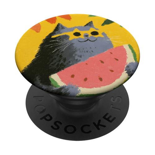 Girly | weiße Katze | Sonnenbrille | schwarze Katze mit Wasserzitrone PopSockets Klebender PopGrip von black / white cat cute theme