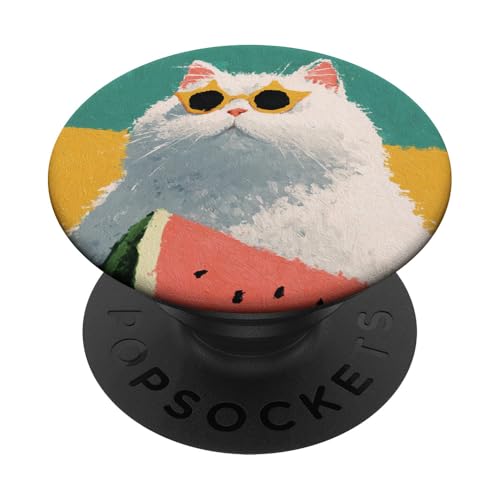 Girly | weiße Katze | Sonnenbrille | schwarze Katze mit Wasserzitrone PopSockets Klebender PopGrip Girly | weiße Katze | Sonnenbrille | schwarze Katze mit Wasserzitrone PopSockets Klebender PopGrip von black / white cat cute theme
