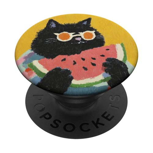 Girly | weiße Katze | Sonnenbrille | schwarze Katze mit Wasserzitrone PopSockets Klebender PopGrip von black / white cat cute theme