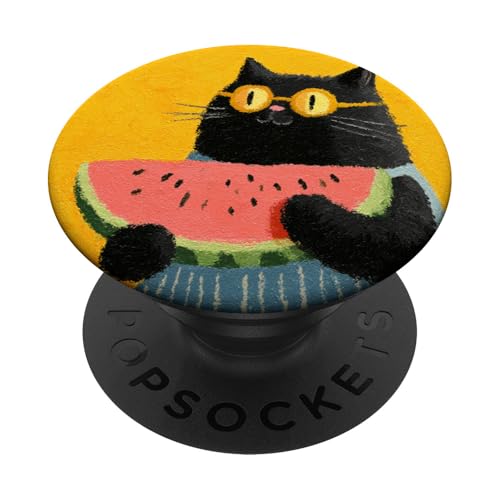Girly | weiße Katze | Sonnenbrille | schwarze Katze mit Wasserzitrone PopSockets Klebender PopGrip von black / white cat cute theme