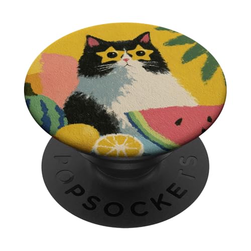 Girly | weiße Katze | Sonnenbrille | schwarze Katze mit Wasserzitrone PopSockets Klebender PopGrip Girly | weiße Katze | Sonnenbrille | schwarze Katze mit Wasserzitrone PopSockets Klebender PopGrip von black / white cat cute theme
