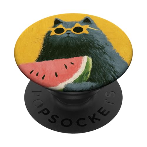 Girly | weiße Katze | Sonnenbrille | schwarze Katze mit Wasserzitrone PopSockets Klebender PopGrip von black / white cat cute theme