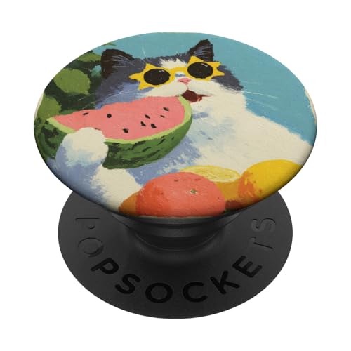 Girly | weiße Katze | Sonnenbrille | schwarze Katze mit Wasserzitrone PopSockets Klebender PopGrip Girly | weiße Katze | Sonnenbrille | schwarze Katze mit Wasserzitrone PopSockets Klebender PopGrip von black / white cat cute theme