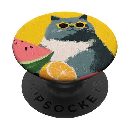 Girly | weiße Katze | Sonnenbrille | schwarze Katze mit Wasserzitrone PopSockets Klebender PopGrip Girly | weiße Katze | Sonnenbrille | schwarze Katze mit Wasserzitrone PopSockets Klebender PopGrip von black / white cat cute theme