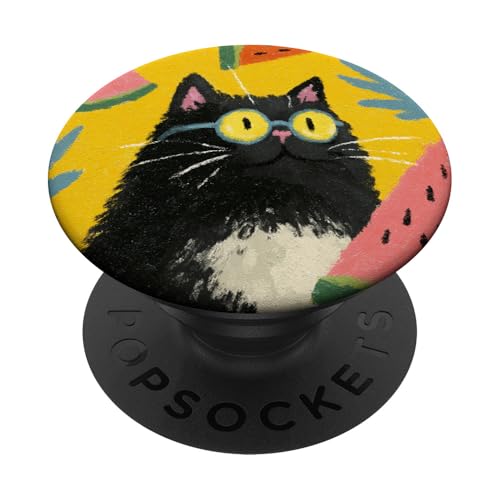 Girly | weiße Katze | Sonnenbrille | schwarze Katze mit Wasserzitrone PopSockets Klebender PopGrip Girly | weiße Katze | Sonnenbrille | schwarze Katze mit Wasserzitrone PopSockets Klebender PopGrip von black / white cat cute theme