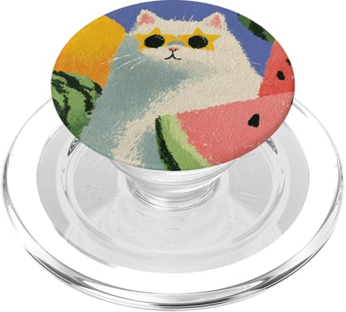 Girly | weiße Katze | Sonnenbrille | schwarze Katze mit Wasserzitrone PopSockets PopGrip für MagSafe von black / white cat cute theme