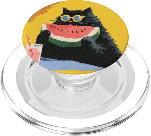 Girly | weiße Katze | Sonnenbrille | schwarze Katze mit Wasserzitrone PopSockets PopGrip für MagSafe von black / white cat cute theme