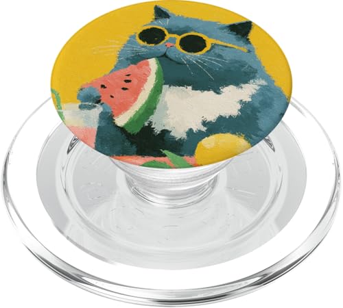 Girly | weiße Katze | Sonnenbrille | schwarze Katze mit Wasserzitrone PopSockets PopGrip für MagSafe von black / white cat cute theme