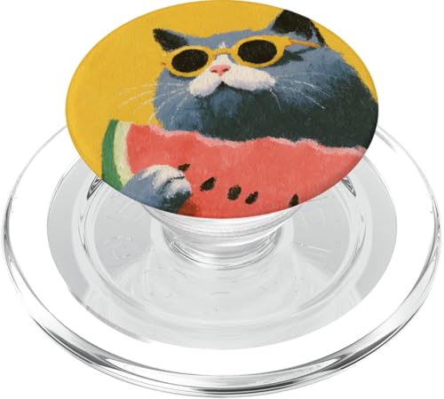 Girly | weiße Katze | Sonnenbrille | schwarze Katze mit Wasserzitrone PopSockets PopGrip für MagSafe von black / white cat cute theme