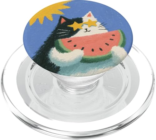 Girly | weiße Katze | Sonnenbrille | schwarze Katze mit Wasserzitrone PopSockets PopGrip für MagSafe von black / white cat cute theme