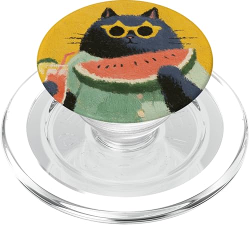 Girly | weiße Katze | Sonnenbrille | schwarze Katze mit Wasserzitrone PopSockets PopGrip für MagSafe von black / white cat cute theme
