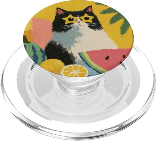 Girly | weiße Katze | Sonnenbrille | schwarze Katze mit Wasserzitrone PopSockets PopGrip für MagSafe von black / white cat cute theme
