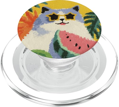 Girly | weiße Katze | Sonnenbrille | schwarze Katze mit Wasserzitrone PopSockets PopGrip für MagSafe von black / white cat cute theme