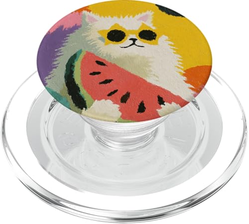 Girly | weiße Katze | Sonnenbrille | schwarze Katze mit Wasserzitrone PopSockets PopGrip für MagSafe von black / white cat cute theme